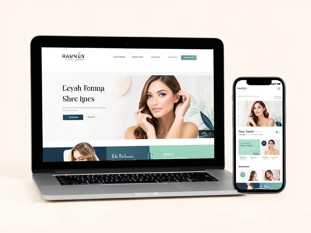 Sample salon and spa website shown on a laptop and mobile phone
